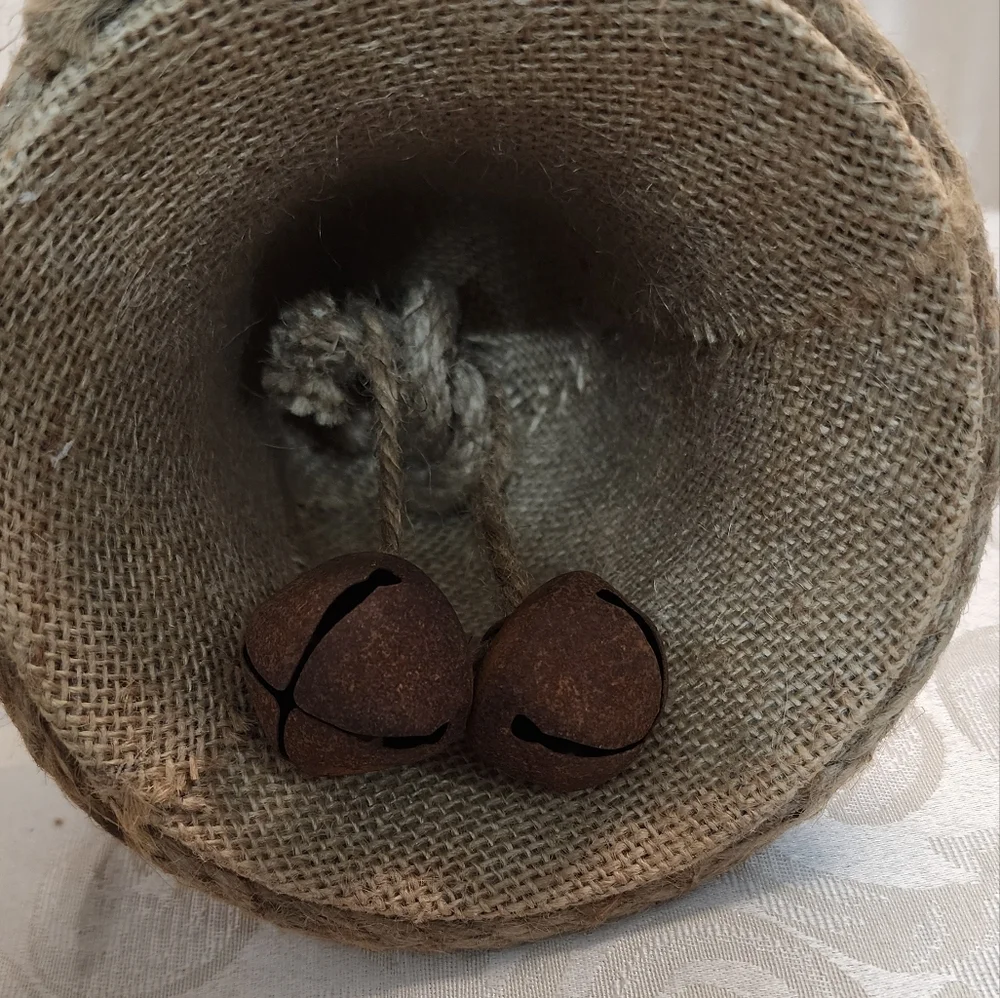 VINTAGE Bell Jute Rope Bows 9.5 inch Tall Holly Berry Trim